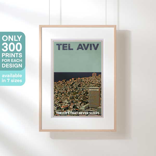TEL AVIV NEVER SLEEPS POSTER | Limited Edition | Original Design by Alecse™ | Vintage Travel Poster Series