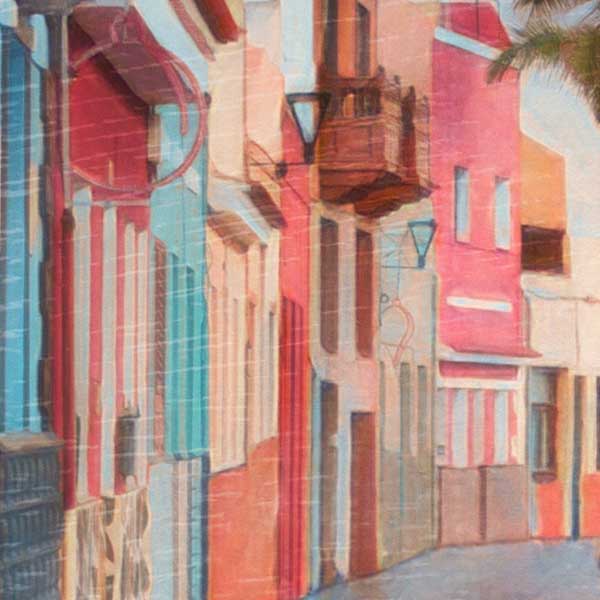 Close-up of the Puerto de la Cruz Poster – Showcasing the soft focus and rich colors that depict the vibrant streets of Puerto de la Cruz, Tenerife