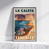 Framed LA CALETA TENERIFE POSTER | Limited Edition | Original Design by Alecse™ | Vintage Travel Poster Series