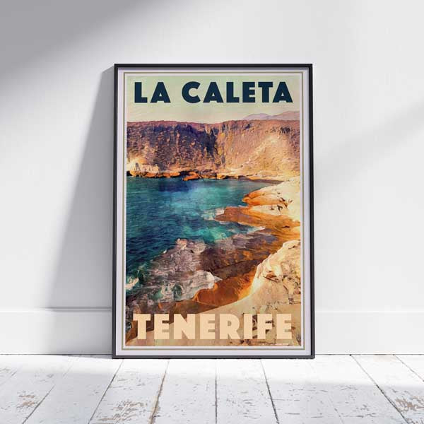 Framed LA CALETA TENERIFE POSTER | Limited Edition | Original Design by Alecse™ | Vintage Travel Poster Series