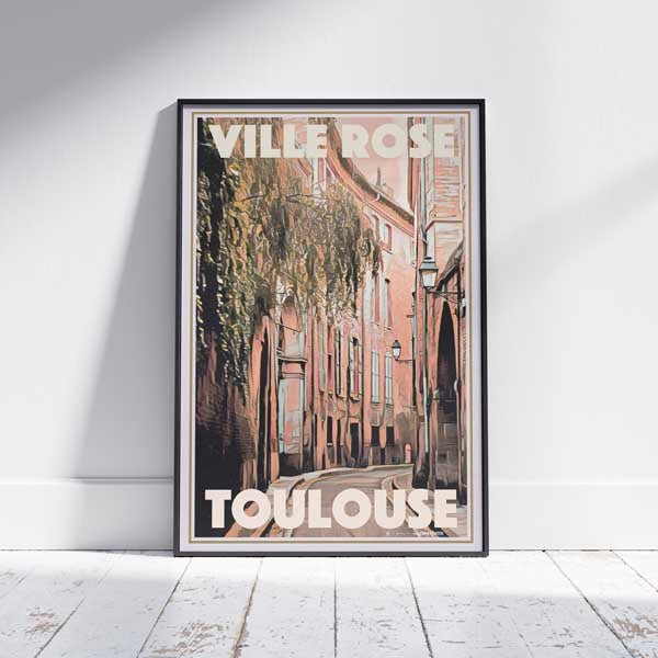 Framed TOULOUSE VILLE ROSE POSTER | Limited Edition | Original Design by Alecse™ | Vintage Travel Poster Series