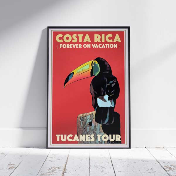 AFFICHE encadrée TUCANES TOUR COSTA RICA | Édition Limitée | Conception originale par Alecse™ | Série d'affiches de voyage vintage