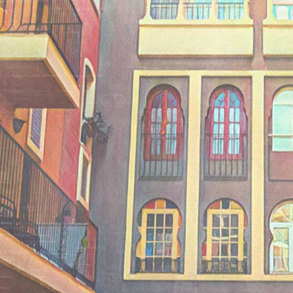 Details of the poster / Close-up view | Please note that all our Art Prints have an half tone render to mimic the old posters printing process where colors were rendered by the juxtaposition of dots of different colors and sizes | Those art prints are not photos and are not supposed to be crisp | All blurs and vintage effects are intended by the artist