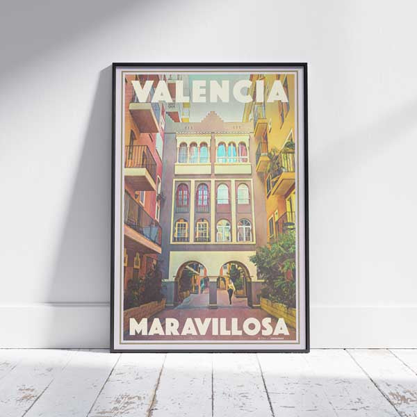 Affiche Valencia encadrée 'Maravillosa' | « Affiche de voyage en Espagne » par Alecse