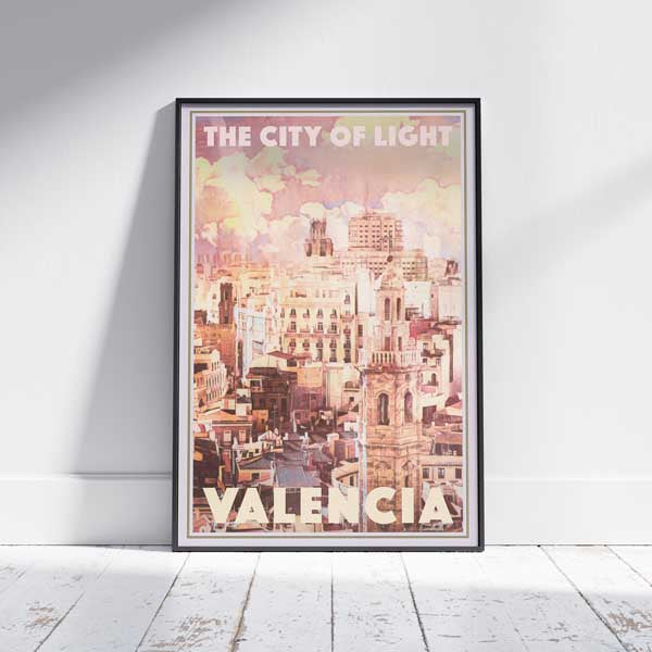 Affiche encadrée Valencia City of Light' | « Affiche de voyage en Espagne » par Alecse
