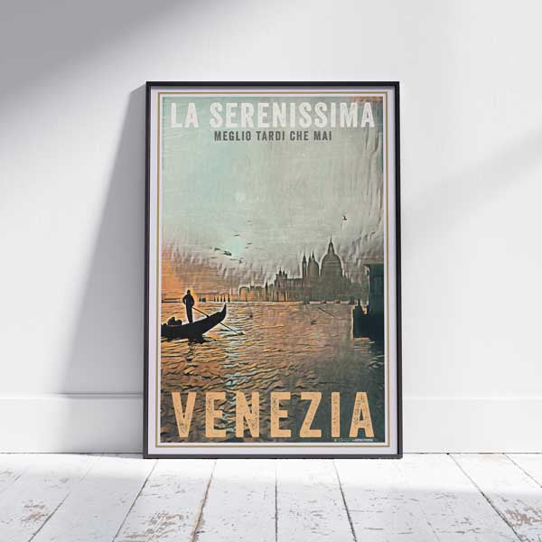 Framed VENEZIA SERENISSIMA POSTER | Limited Edition | Original Design by Alecse™ | Vintage Travel Poster Series