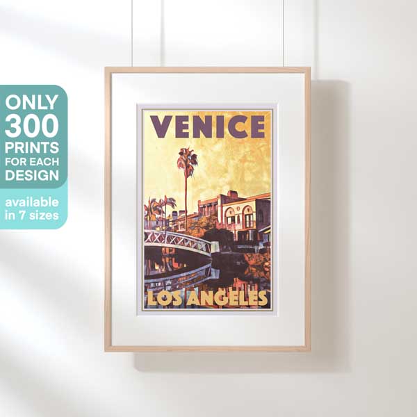 Limited Edition Venice Travel Poster by Alecse Displayed in Hanging Frame