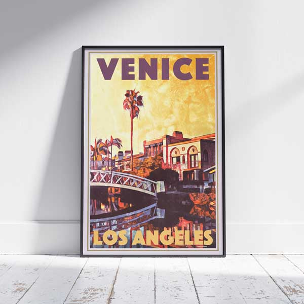 Framed VENICE LOS ANGELES POSTER | Limited Edition | Original Design by Alecse™ | Vintage Travel Poster Series