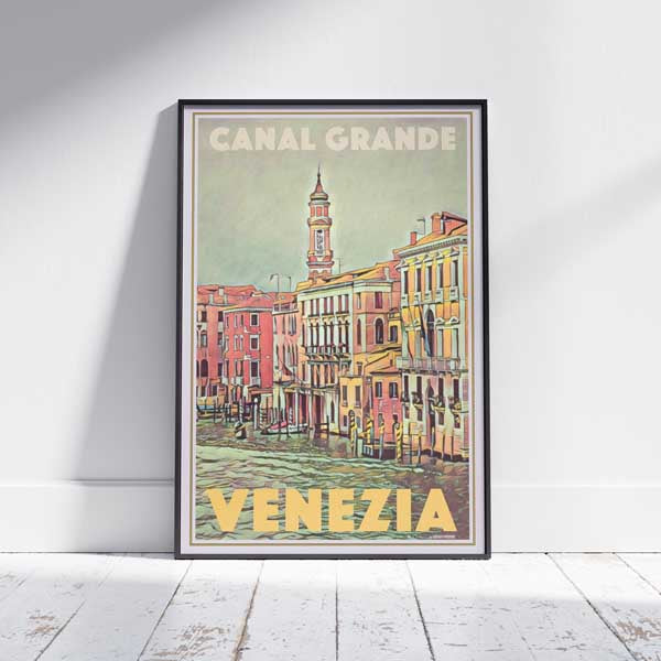 Framed VENEZIA CANAL GRANDE POSTER | Limited Edition | Original Design by Alecse™ | Vintage Travel Poster Series