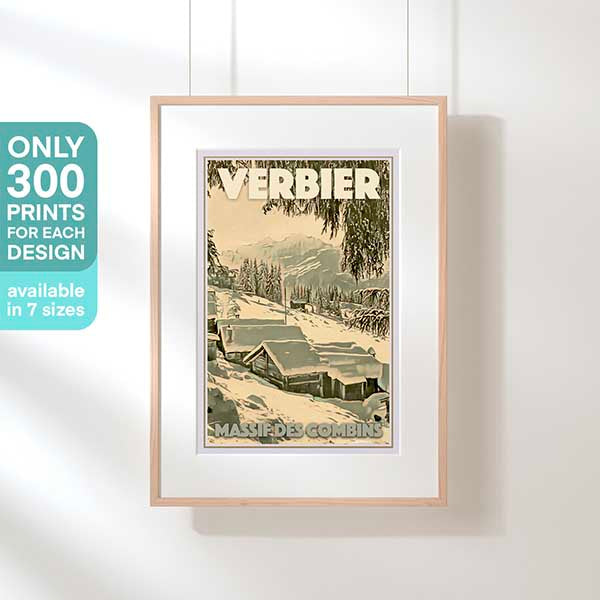 VERBIER MASSIF DES COMBINS POSTER | Limited Edition | Original Design by Alecse™ | Vintage Travel Poster Series