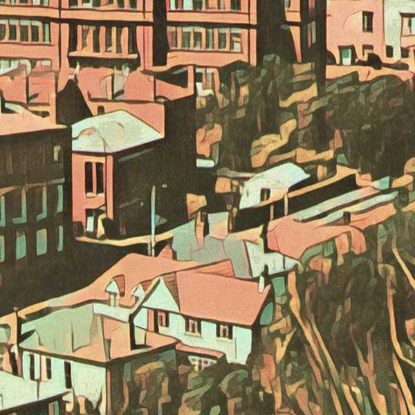 Details of the poster / Close-up view | Please note that all our Art Prints have an half tone render to mimic the old posters printing process where colors were rendered by the juxtaposition of dots of different colors and sizes | Those art prints are not photos and are not supposed to be crisp | All blurs and vintage effects are intended by the artist