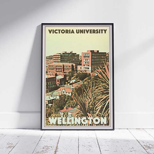 Affiche encadrée VICTORIA UNIVERSITY WELLINGTON - NZ | Édition Limitée | Conception originale par Alecse™ | Série d'affiches de voyage vintage