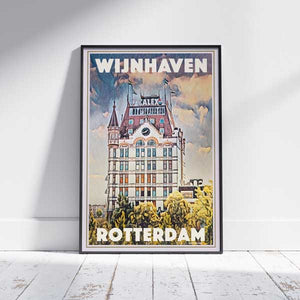 Limited edition 'Wijnhaven Rotterdam' poster by Alecse, featuring Dutch harbor architecture