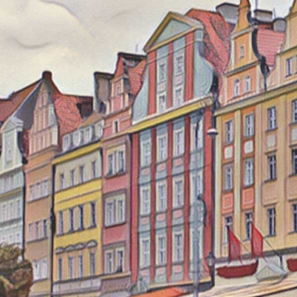 Details of the poster / Close-up view | Please note that all our Art Prints have an half tone render to mimic the old posters printing process where colors were rendered by the juxtaposition of dots of different colors and sizes | Those art prints are not photos and are not supposed to be crisp | All blurs and vintage effects are intended by the artist