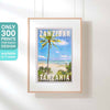 Hanging Zanzibar Beach travel poster with text highlighting 300 copies limited edition.