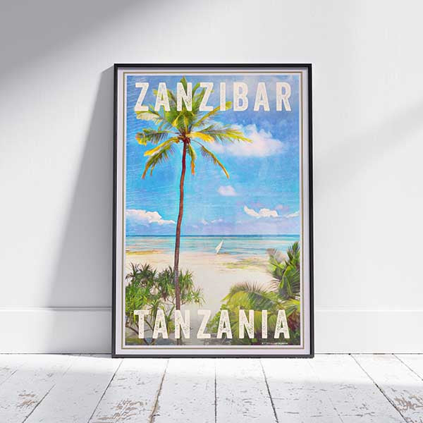 Framed Zanzibar Travel Poster by Alecse | Limited Edition 300ex