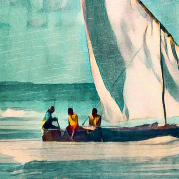 Close-up view of Zanzibar travel poster showcasing Alecse's soft focus style
