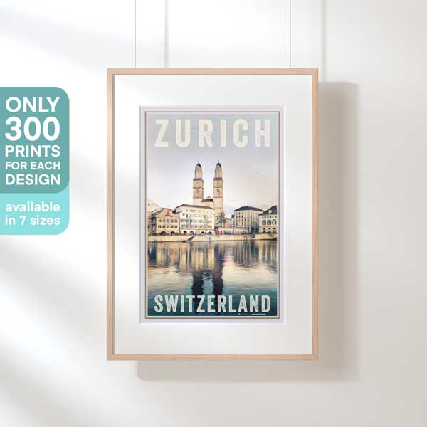 ZURICH SWITZERLAND POSTER | Limited Edition | Original Design by Alecse™ | Vintage Travel Poster Series