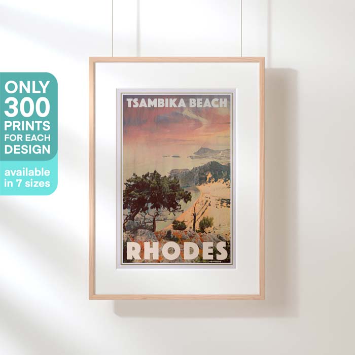 Affiche Rhodes en édition limitée par Alecse | Plage de Tasmbika | 300ex