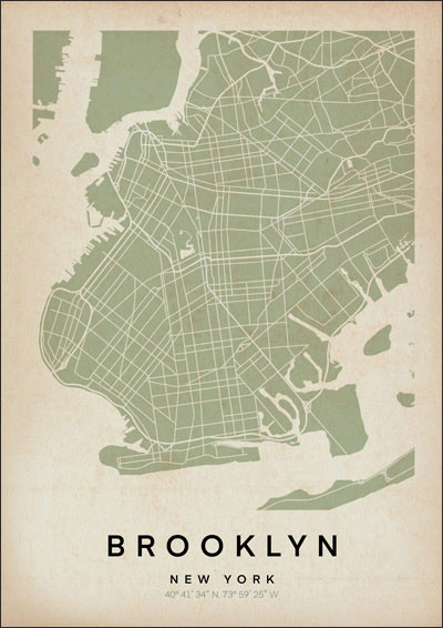 Affiche de la carte de Brooklyn