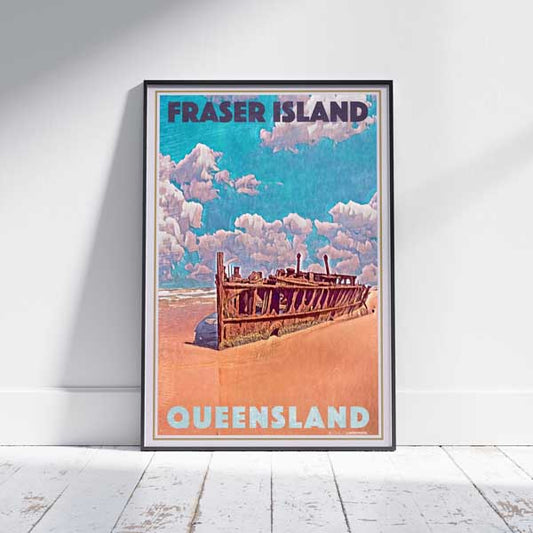 Affiche de l'Australie Épave de Maheno d'île de Fraser | « Affiche rétro Australie » par Alecse