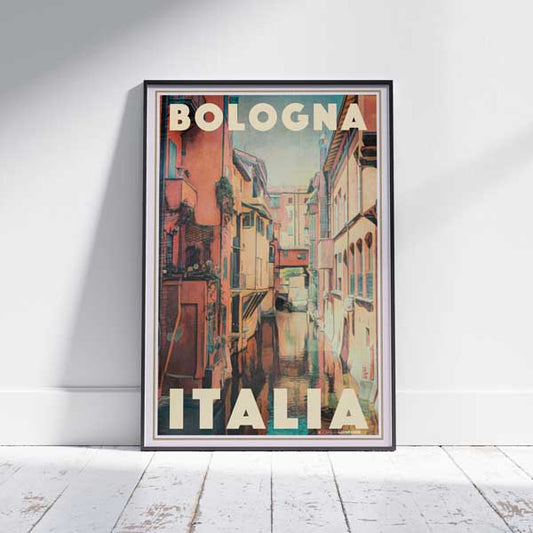 Bologna Poster Canal | Italy Travel Poster of Bologna by Alecse