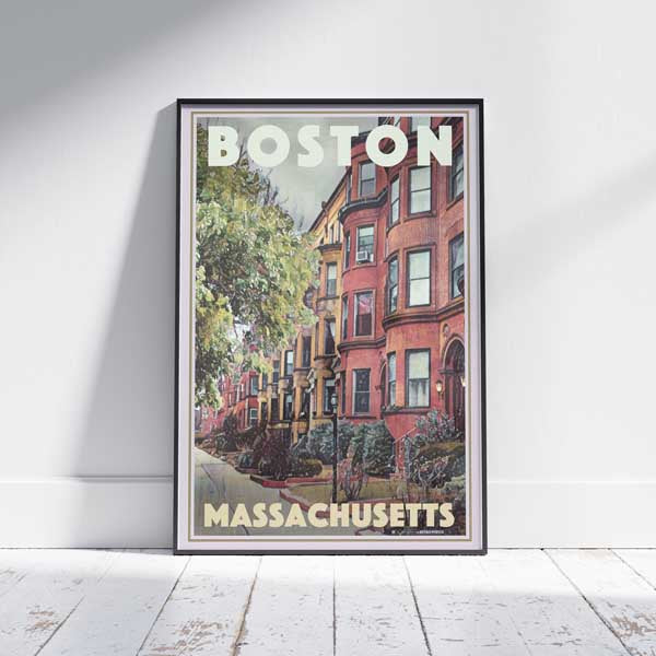 Boston Poster Red Bricks | US Travel Poster of Boston, Massachusetts by Alecse