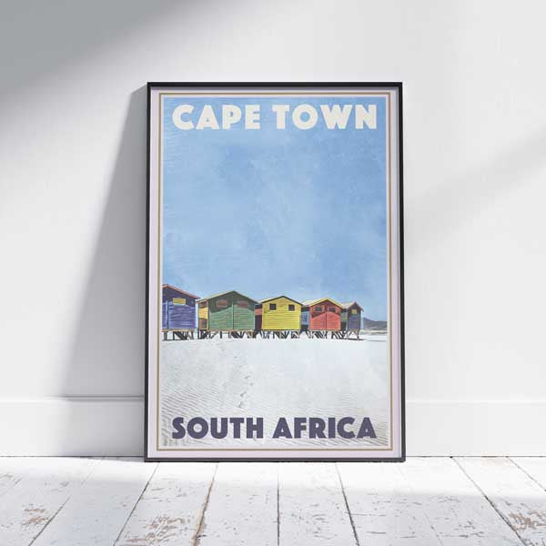 Cape Town Poster Beach Boxes | South Africa Travel Poster by Alecse