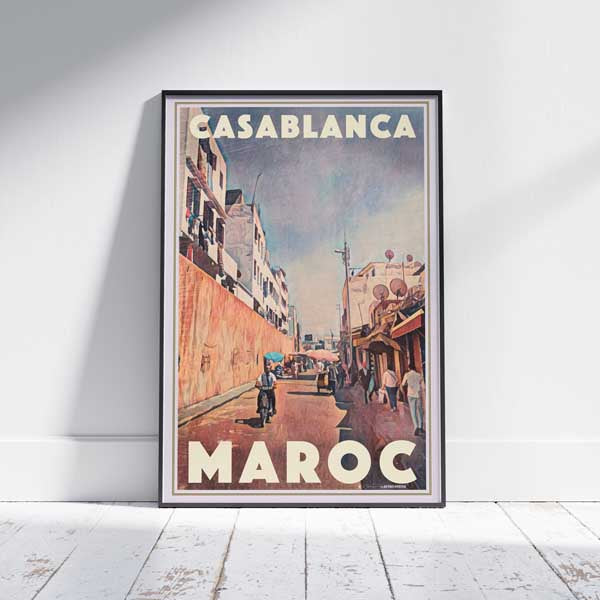 Casablanca Street Poster | Morocco Travel Poster of Casablanca by Alecse