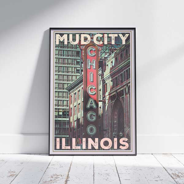 Affiche Chicago Mud City par Alecse | Affiche de voyage de Chicago