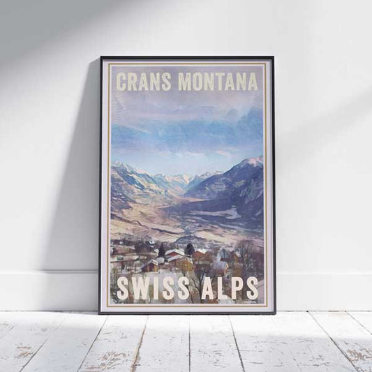 Crans Montana Montana | « Affiche de voyage vintage de la Suisse » par Alecse