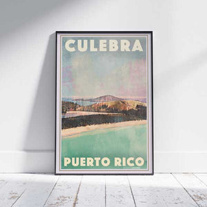 Culebra Puerto Rico vintage travel poster by Alecse featuring a turquoise coastal landscape