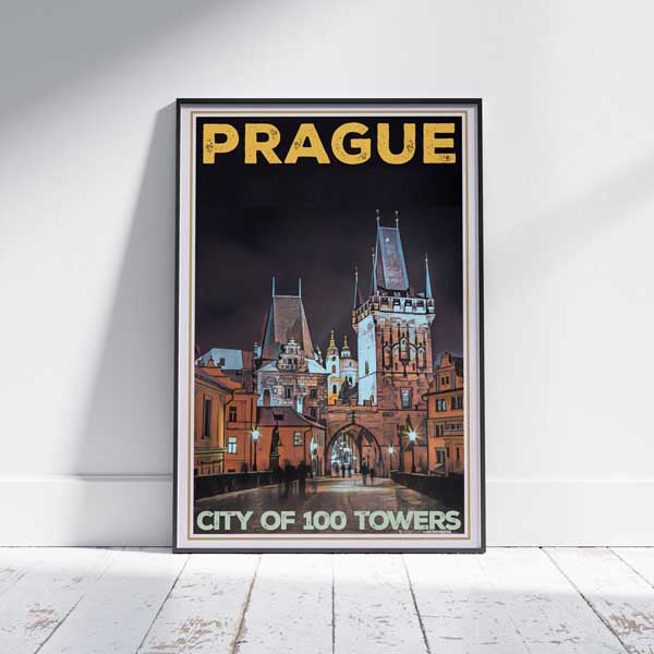 Prague Poster Ville aux 100 tours | Affiche de voyage tchèque