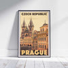 Prague 100 Spires travel poster by Alecse showcasing the iconic Czech Republic skyline