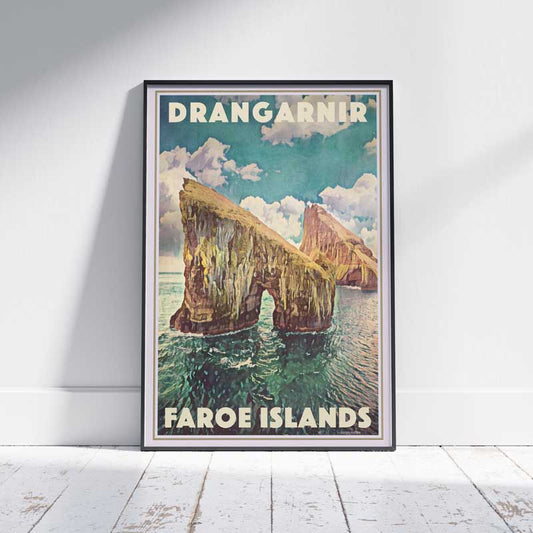 Drangarnir Poster Faroe Islands | Vintage Travel Poster of Denmark by Alecse