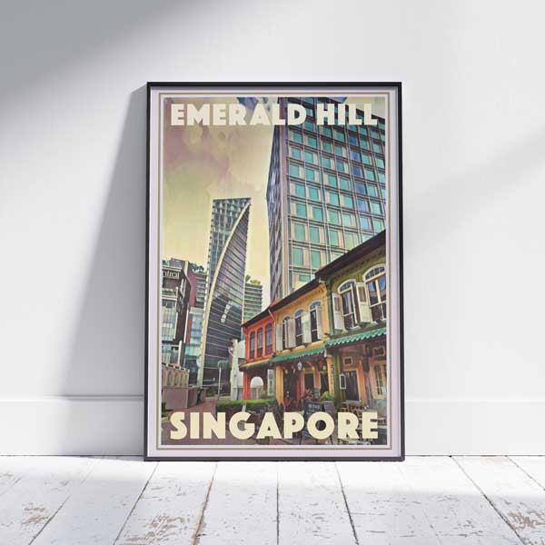 Singapore poster Emerald hill | Singapore Travel Poster by Alecse