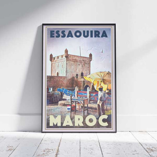 Affiche Essaouira Pêcheur | Affiche de voyage Essaouira du Maroc par Alecse