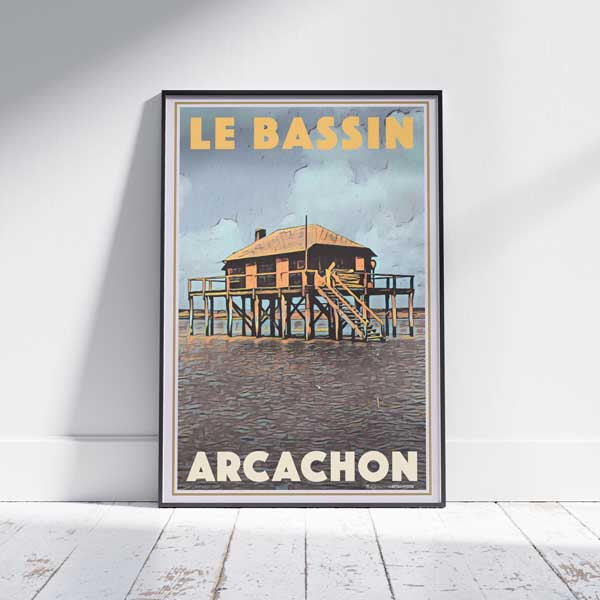 Affiche Arcachon Cabane Tchanquée | Affiche classique du Bassin d'Arcachon par Alecse
