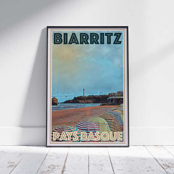 Affiche Biarritz Grande Plage | Impression classique du pays basque par Alecse