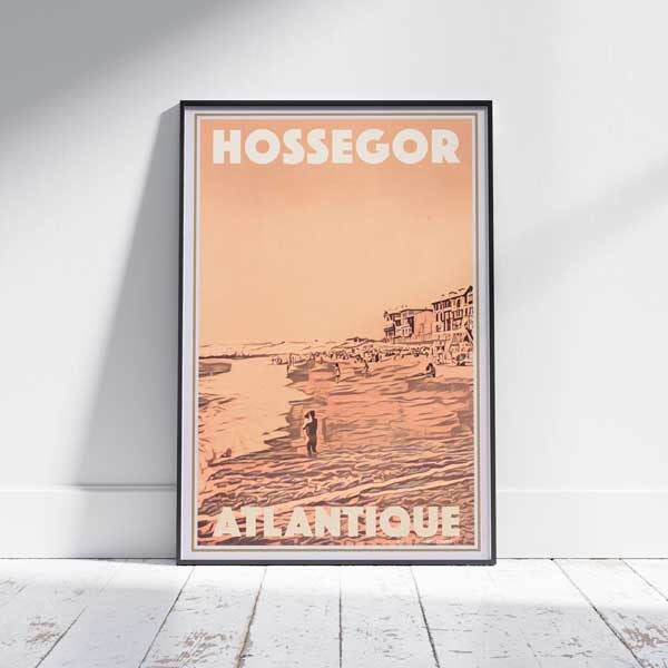 Hossegor Poster Peach | Monochromatic Hossegor Beach Poster by Alecse