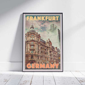 Frankfurt Germany travel poster by Alecse featuring the Kaiser-Friedrich-Bau and modern city architecture