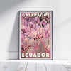 Affiche Galapagos Flamants Roses | Affiche de voyage en Equateur par Alecse
