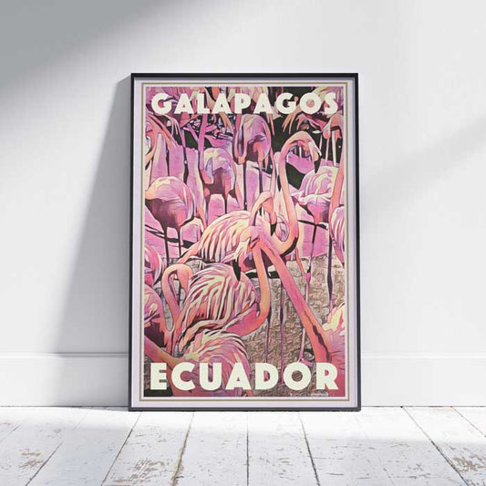 Galapagos Poster Flamingos | Ecuador travel poster by Alecse