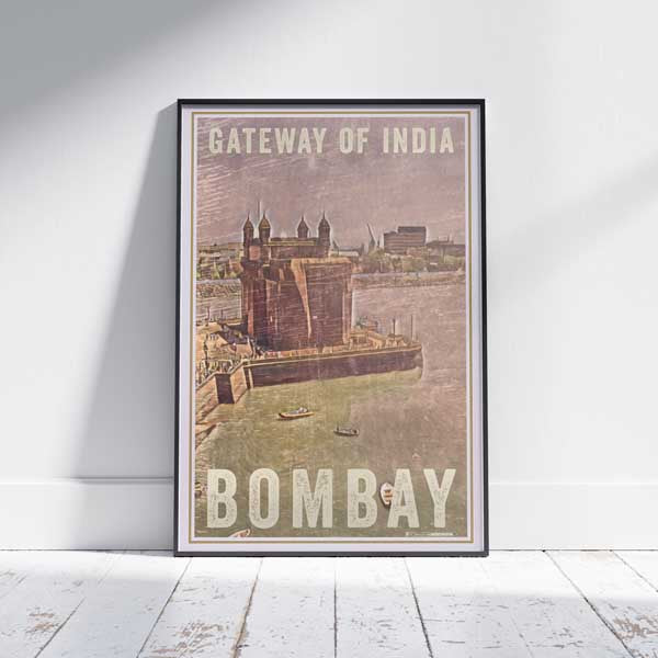 Bombay Poster Gateway of India, Mumbai Vintage Travel Poster