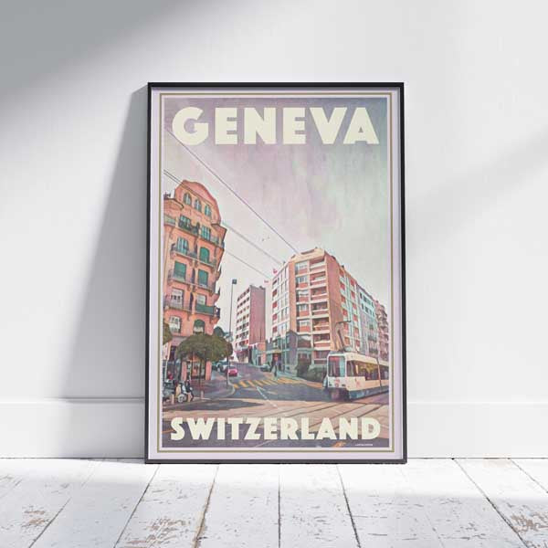 Geneva Poster Tram  | Limited Edition Swiss Travel Poster of Geneva
