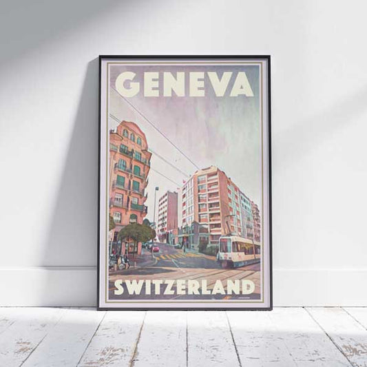 Tramway à affiches de Genève | Affiche de voyage suisse en édition limitée de Genève