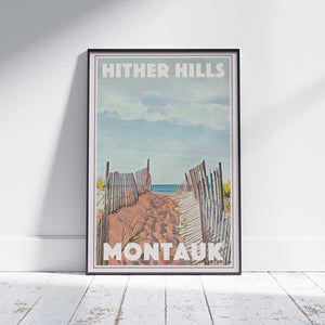 Montauk Hither Hills travel poster by Alecse showing the coastal landscape of Montauk