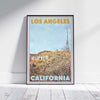 Hollywood Hill Poster Los Angeles, Californie Affiche de voyage vintage par Alecse