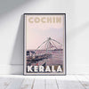 Kochi Poster Fishing Nets, Kerala Vintage Travel Poster by Alecse