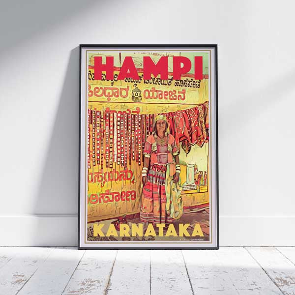 Hampi poster Gipsy Woman | India Travel Poster of Karnataka by Alecse